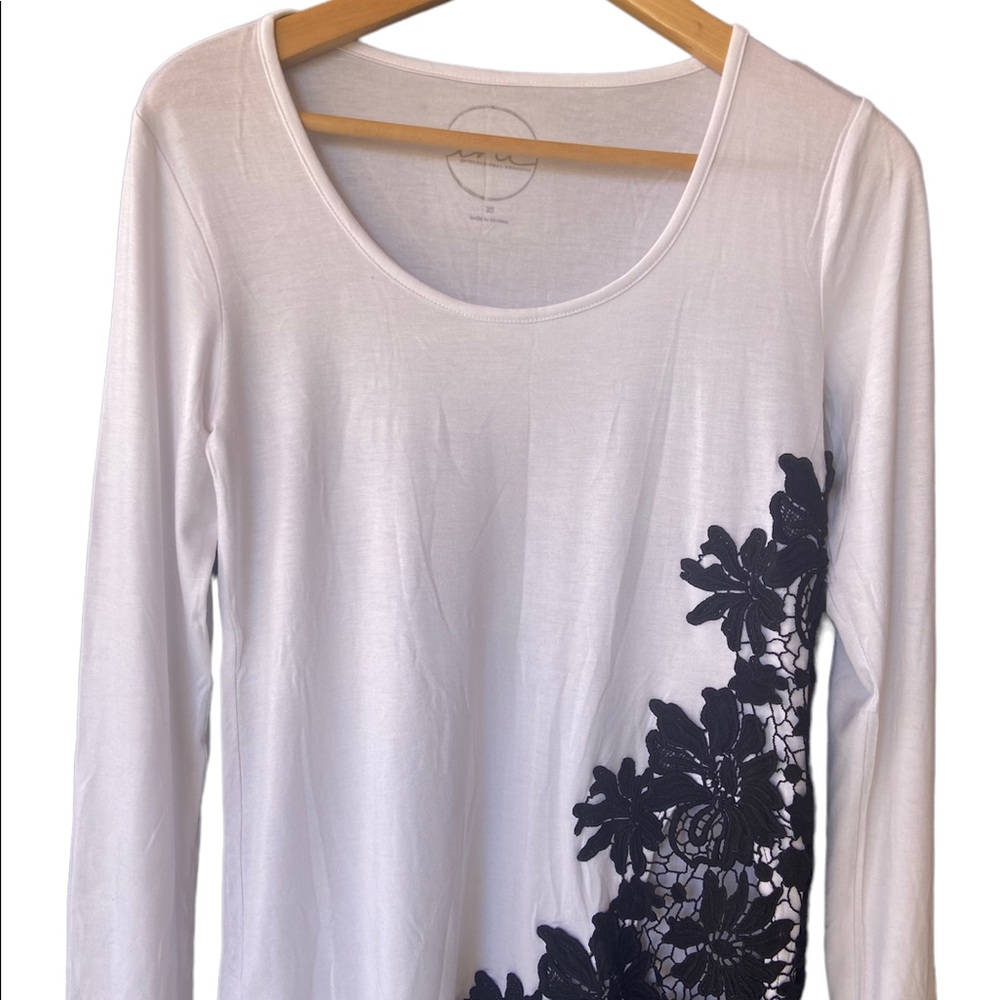 INC floral black lace blouse size XS